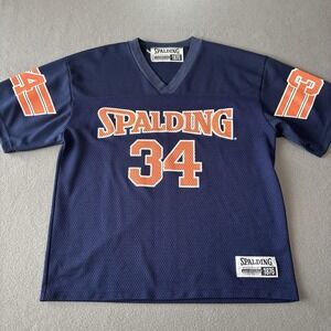 Vintage Spalding 34 Jersey Mens Large Blue Mesh Football Athletic 90s Streetwear